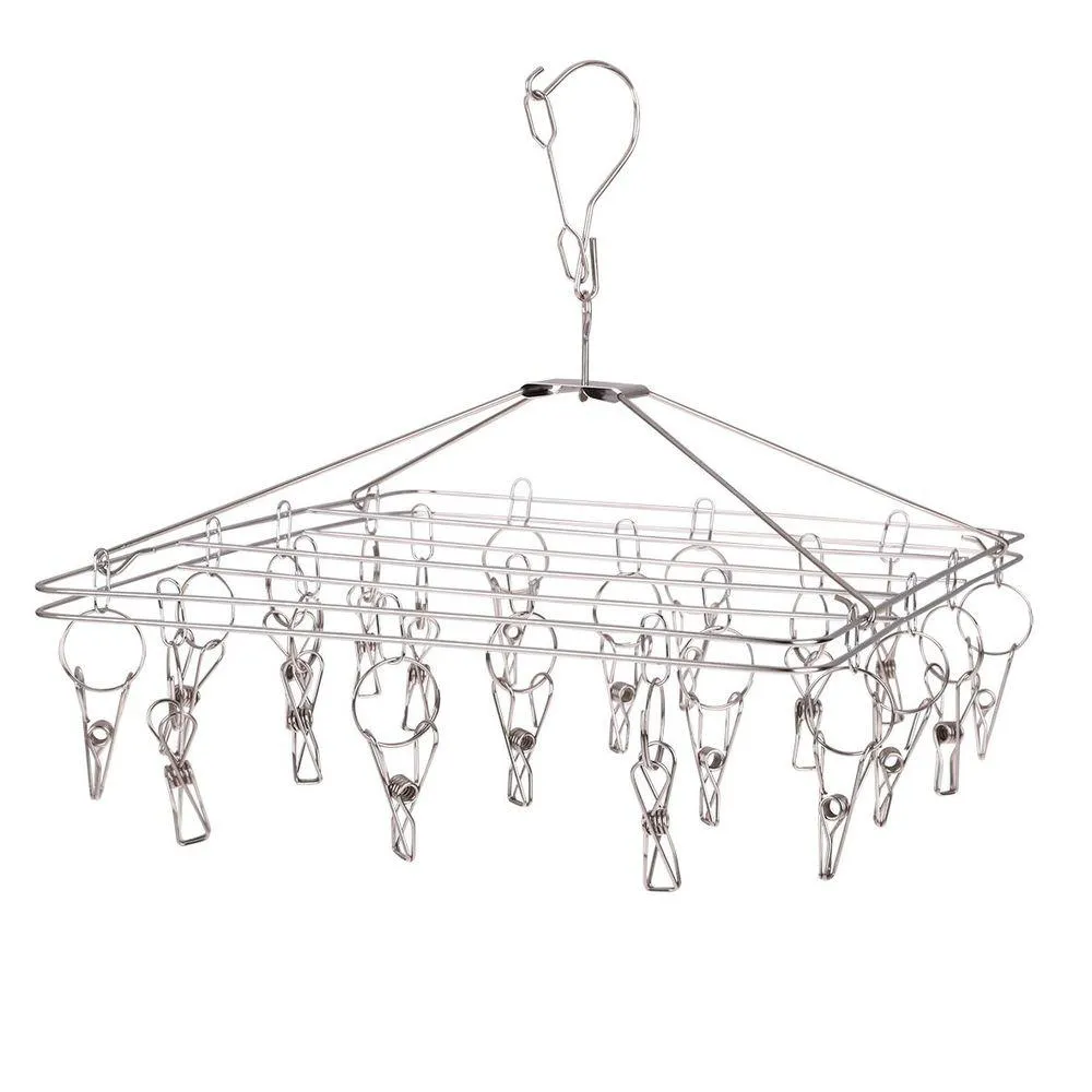 20 Peg Mini Rectangular Clothes Airer Stainless Steel