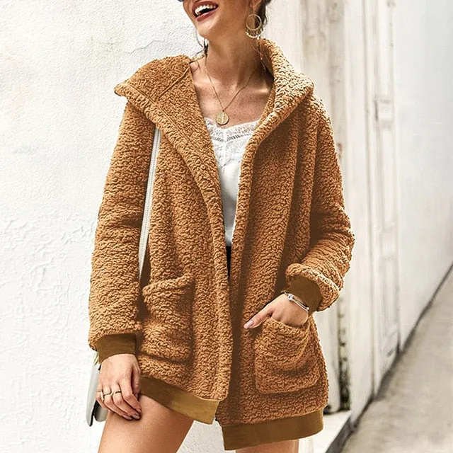 2019 Winter Women Faux Fur Coat Warm Outwear