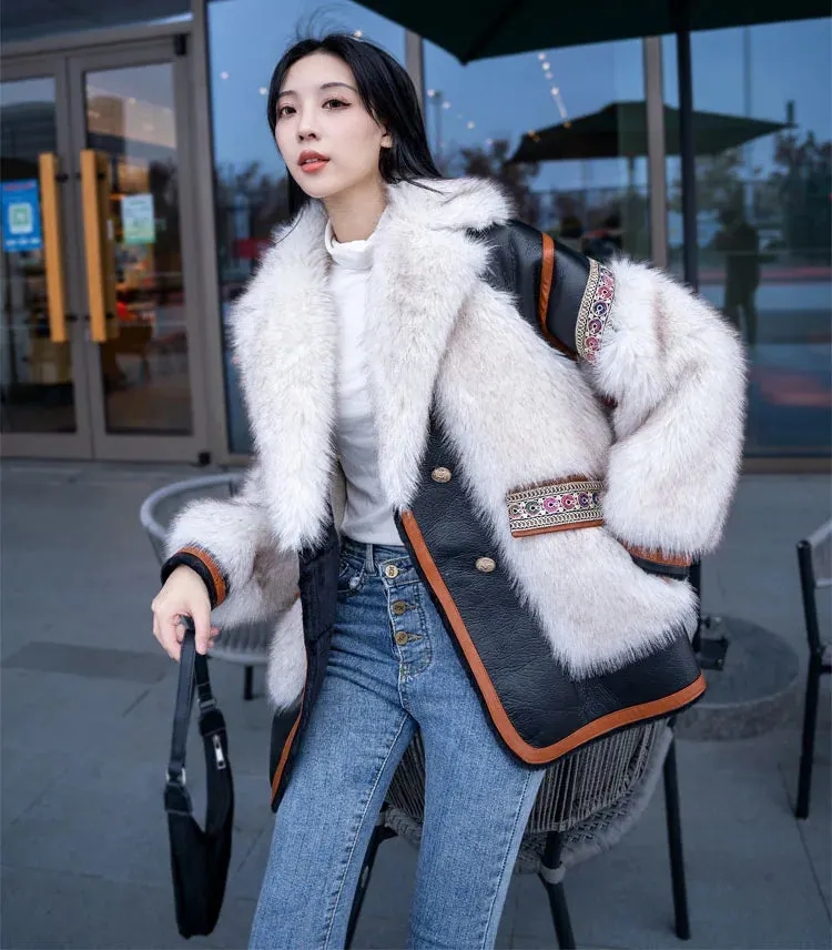 2024 Winter Clothes Fashion High-End Imitation Mid-Length Coat Loose Warm Long Sleeve Elegant Streetwear Women's Fur Jacket