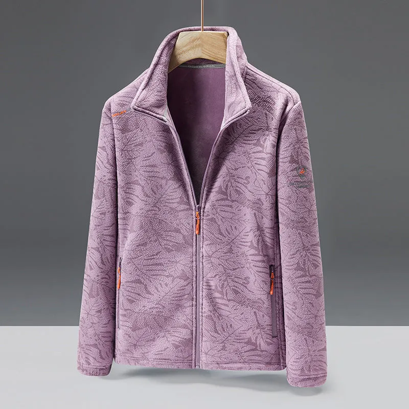 Autumn And Winter New Outdoor Leisure Fleece Sweater Maple Leaf Pattern