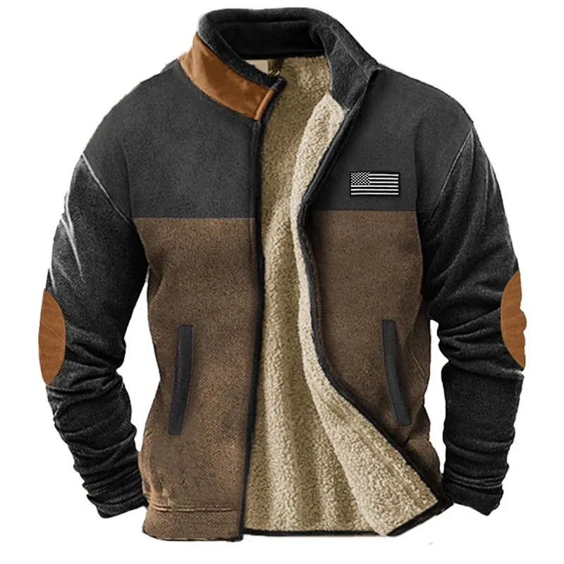 Autumn And Winter Outdoor Double-sided Men's Fleece Thickened Cardigan Zipper Stand Collar Hoodie Lining Fleece Jacket