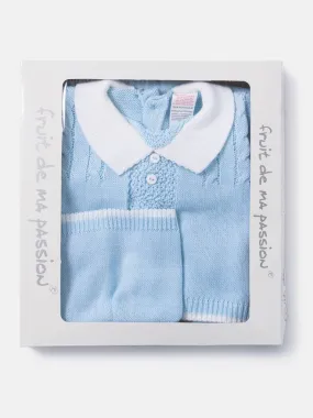 Baby Boy 3-piece Little Gentleman Knitted Gift Box Set-Baby Blue