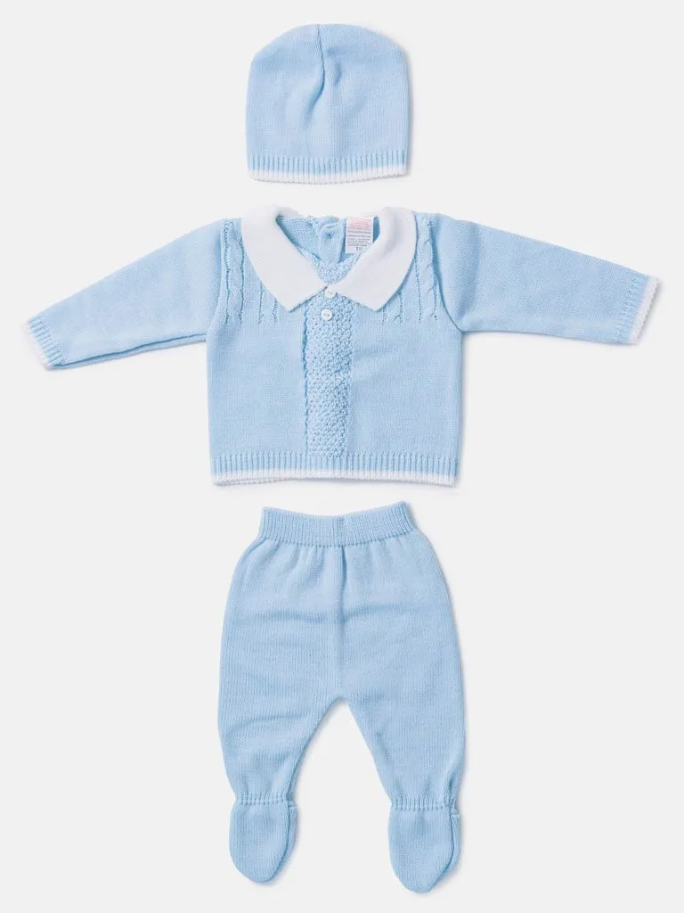 Baby Boy 3-piece Little Gentleman Knitted Gift Box Set-Baby Blue