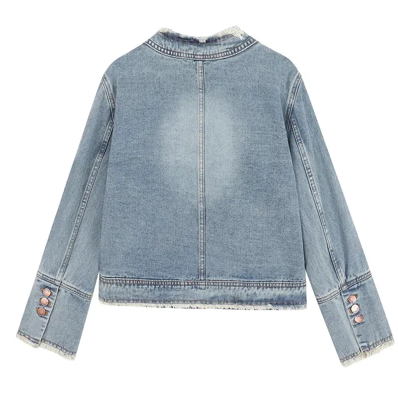 binfenxie Women Long Sleeve Overcoat Loose Denim Coat Single-breasted Cardigan Denim Jacket Casual Outwear Jeans Jackets Autumn