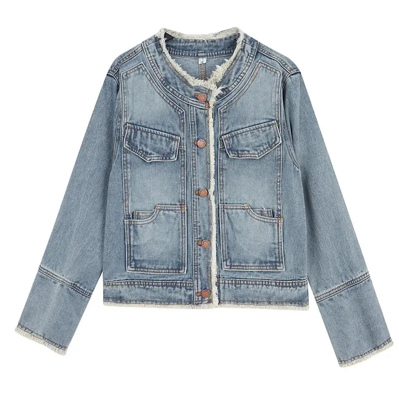 binfenxie Women Long Sleeve Overcoat Loose Denim Coat Single-breasted Cardigan Denim Jacket Casual Outwear Jeans Jackets Autumn