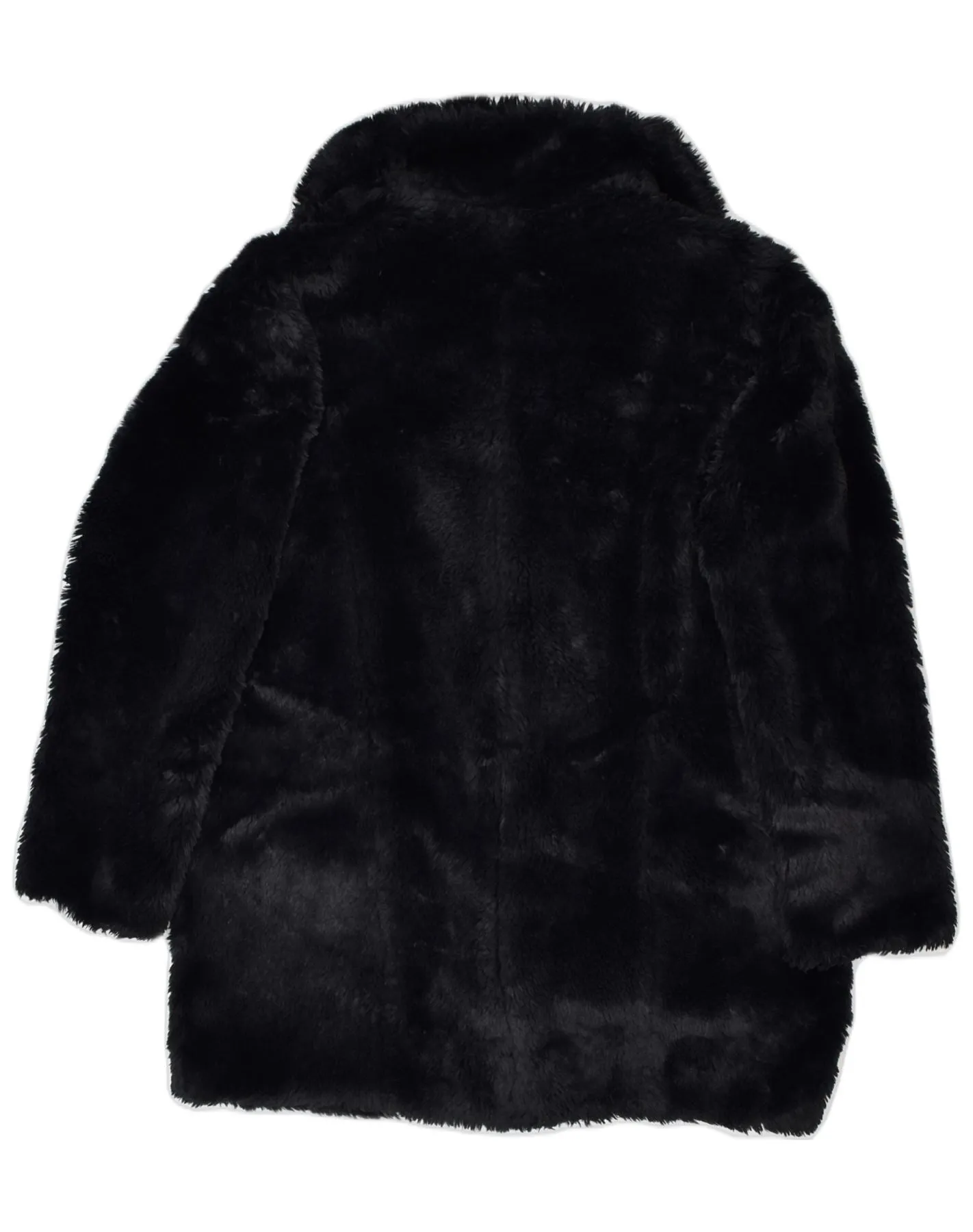 BOMBOOGIE Womens Oversized Faux Fur Overcoat US 4 Small Black Polyester