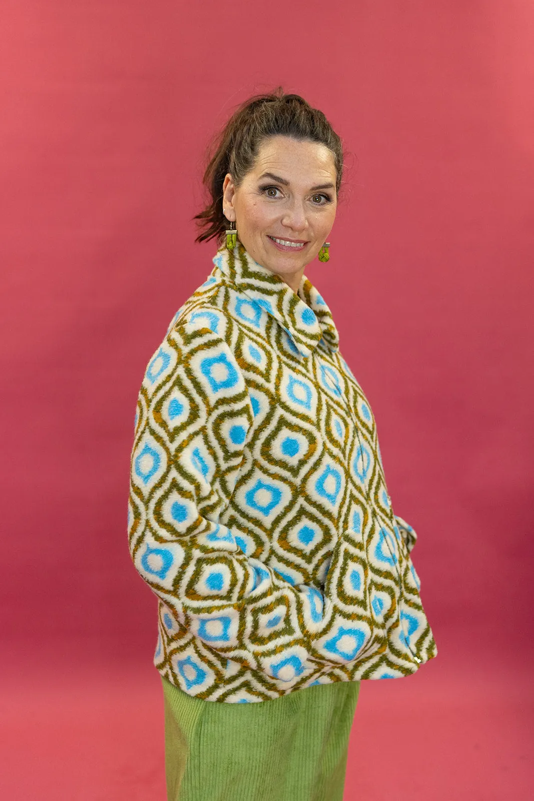 Box Jacket in Geometric Fleece