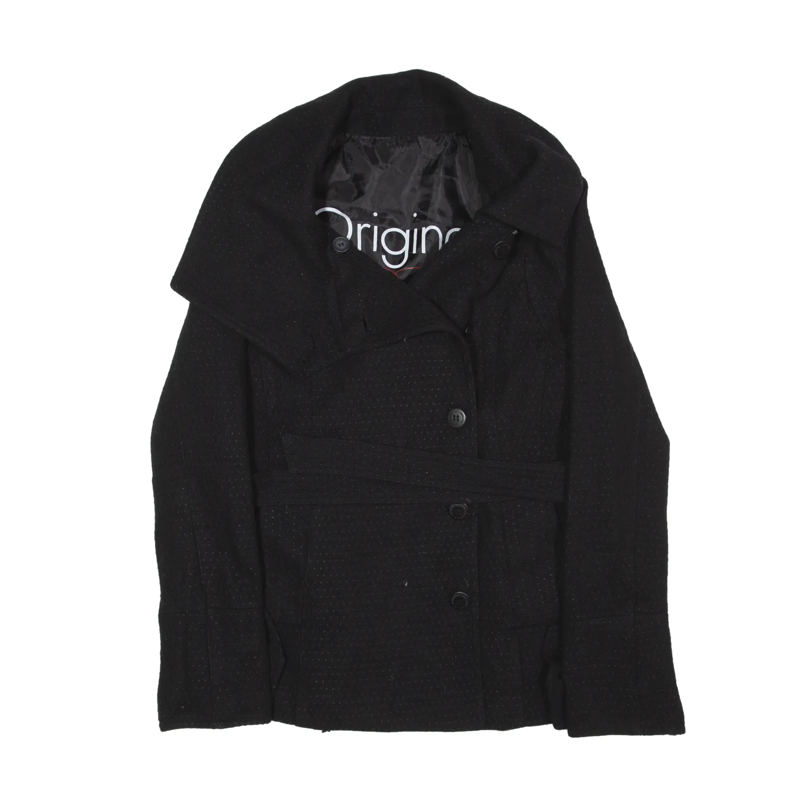 CALVIN KLEIN JEANS Overcoat Jacket Black Wool Womens S