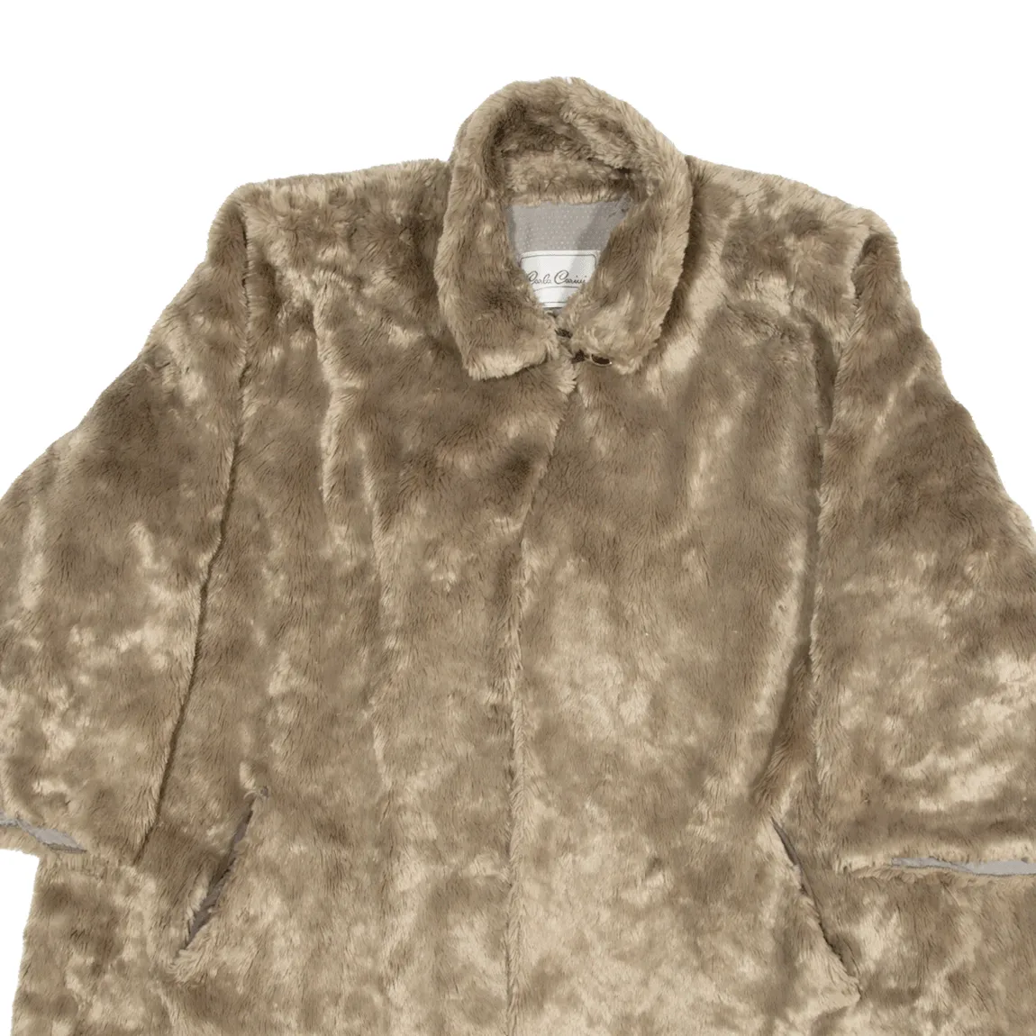 CARLA CARINI Faux Fur Womens Overcoat Coat Beige 2XL