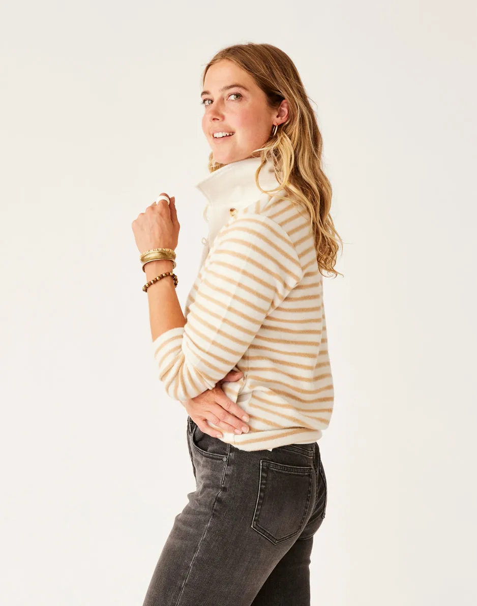 Clara Fleece Pullover: Birch Even Stripe