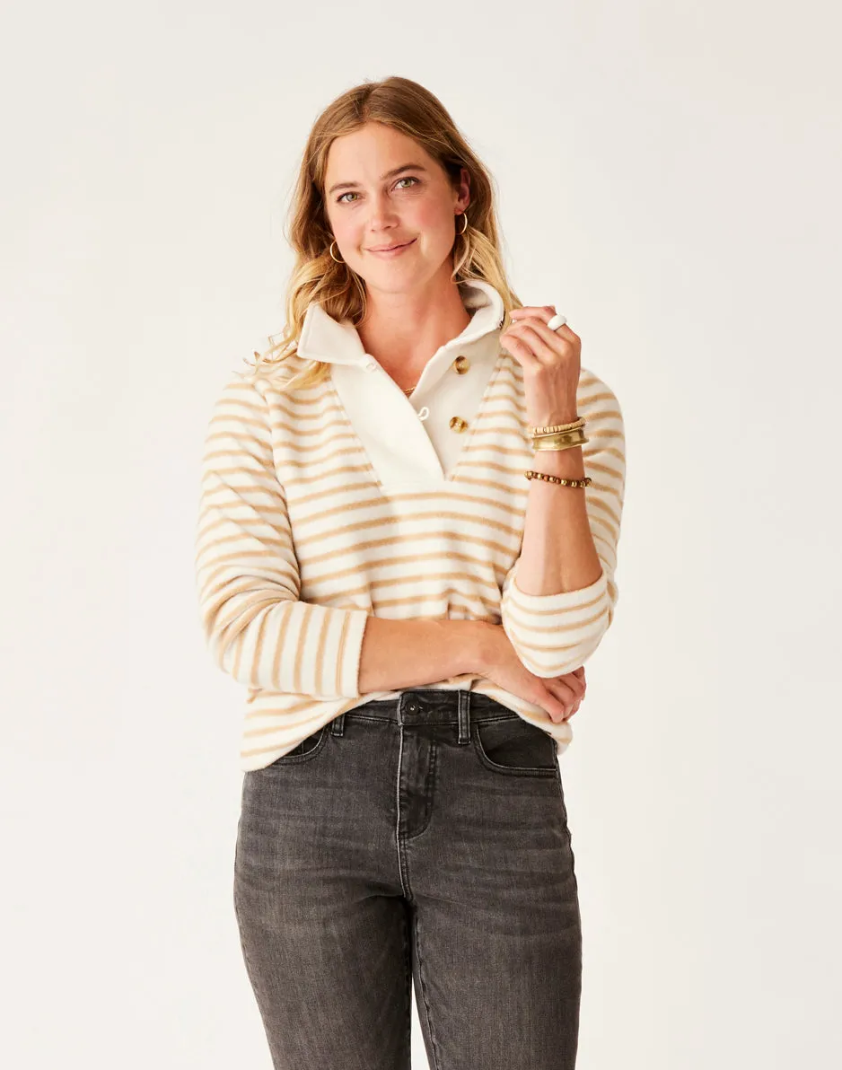 Clara Fleece Pullover: Birch Even Stripe