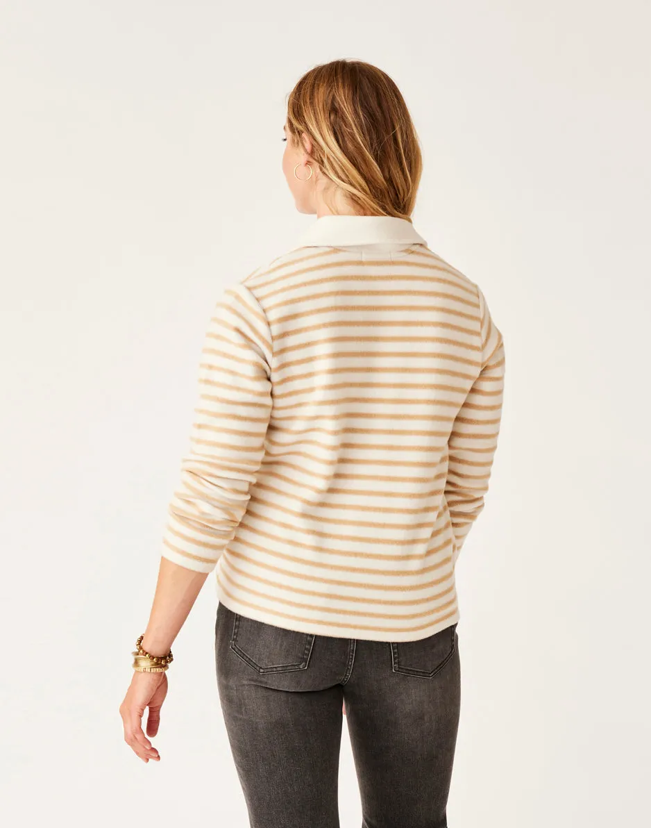 Clara Fleece Pullover: Birch Even Stripe