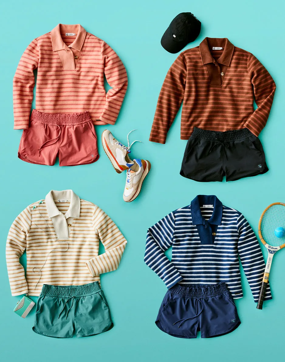 Clara Fleece Pullover: Birch Even Stripe