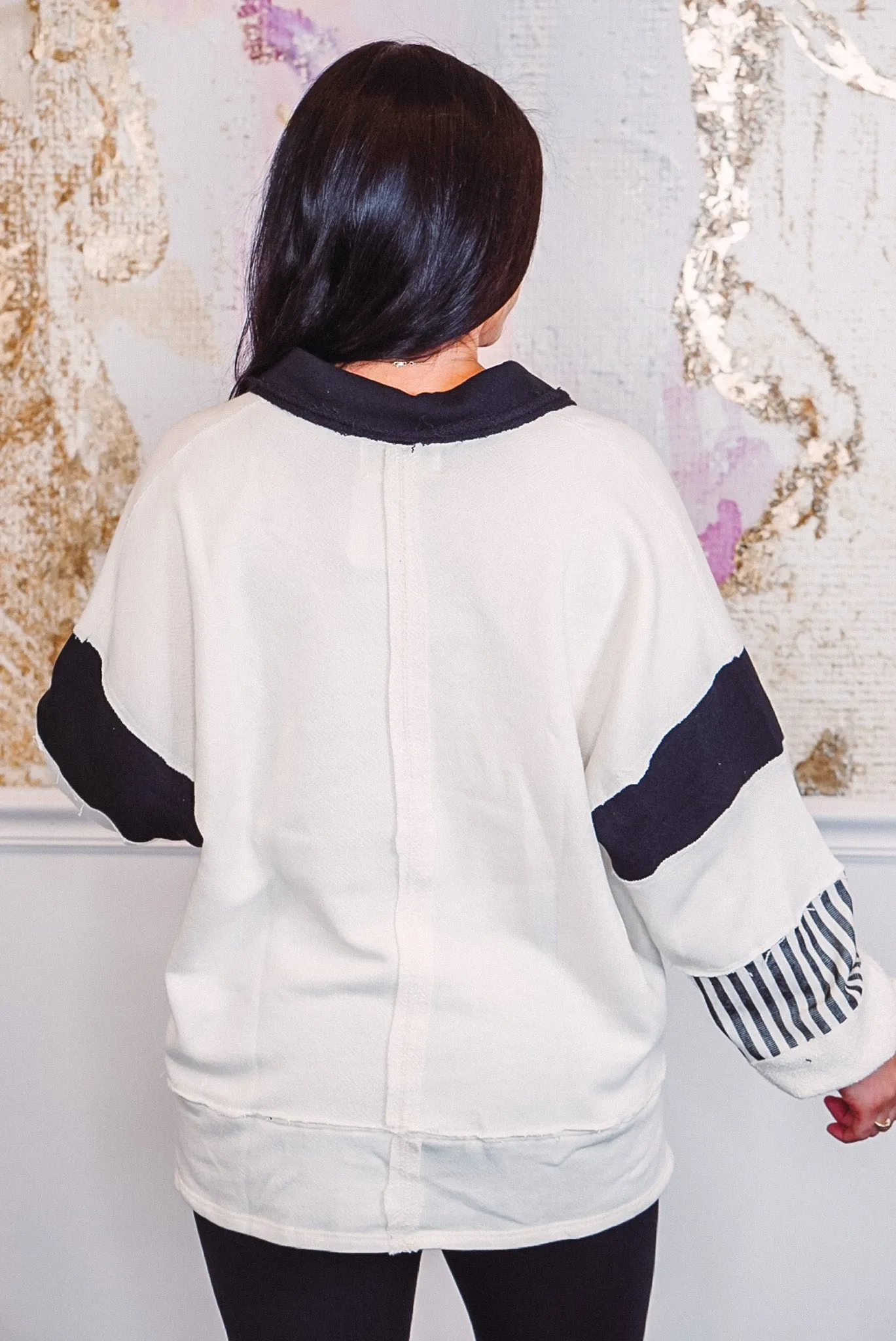 Colorblock Fave Cream Black Pullover