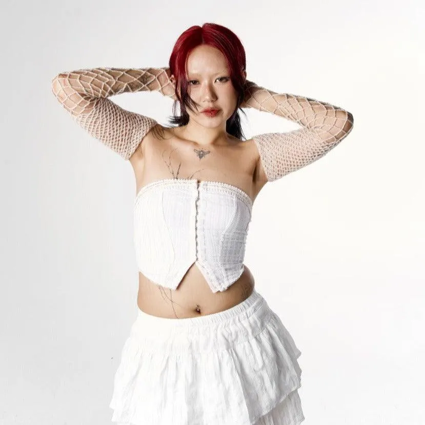 Cream Crochet Mesh Shrug