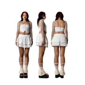 Cream Crochet Mesh Shrug