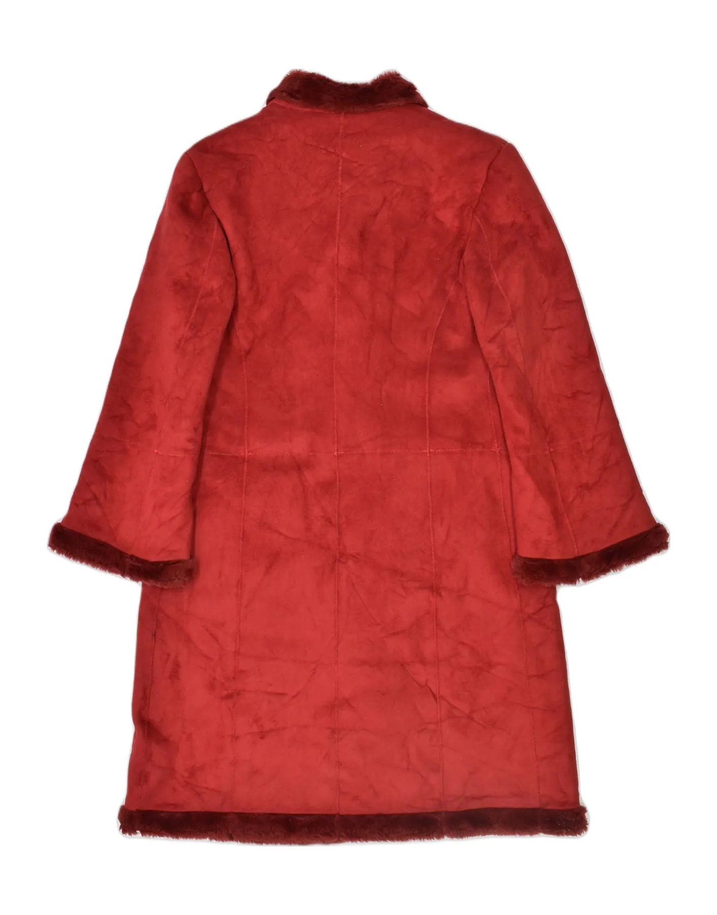 CRISTINA GAVIOLI Womens Faux Shearling Overcoat IT 46 Large Red Polyester