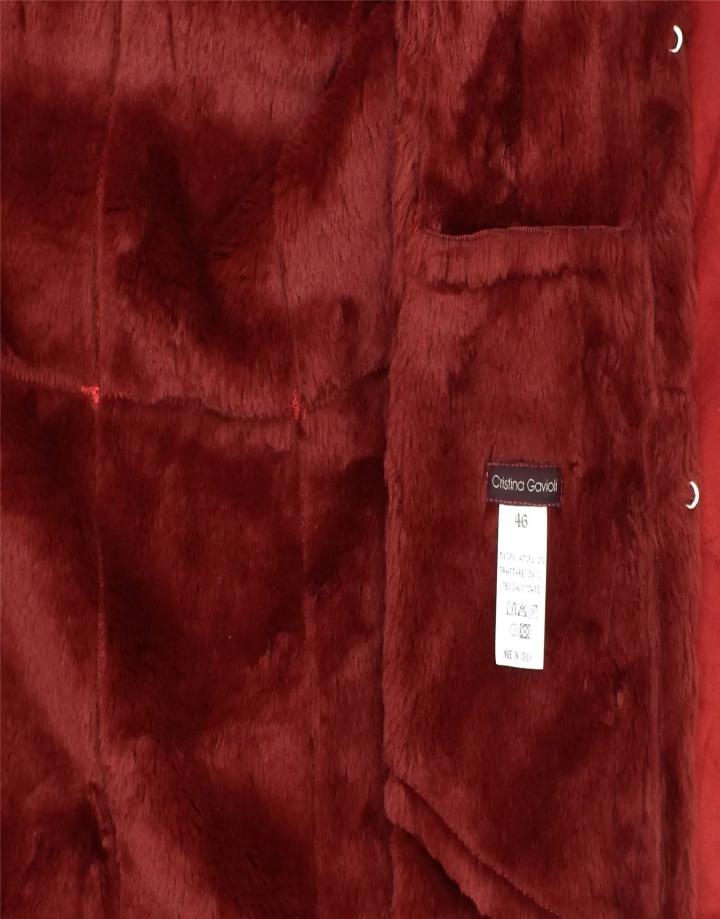 CRISTINA GAVIOLI Womens Faux Shearling Overcoat IT 46 Large Red Polyester