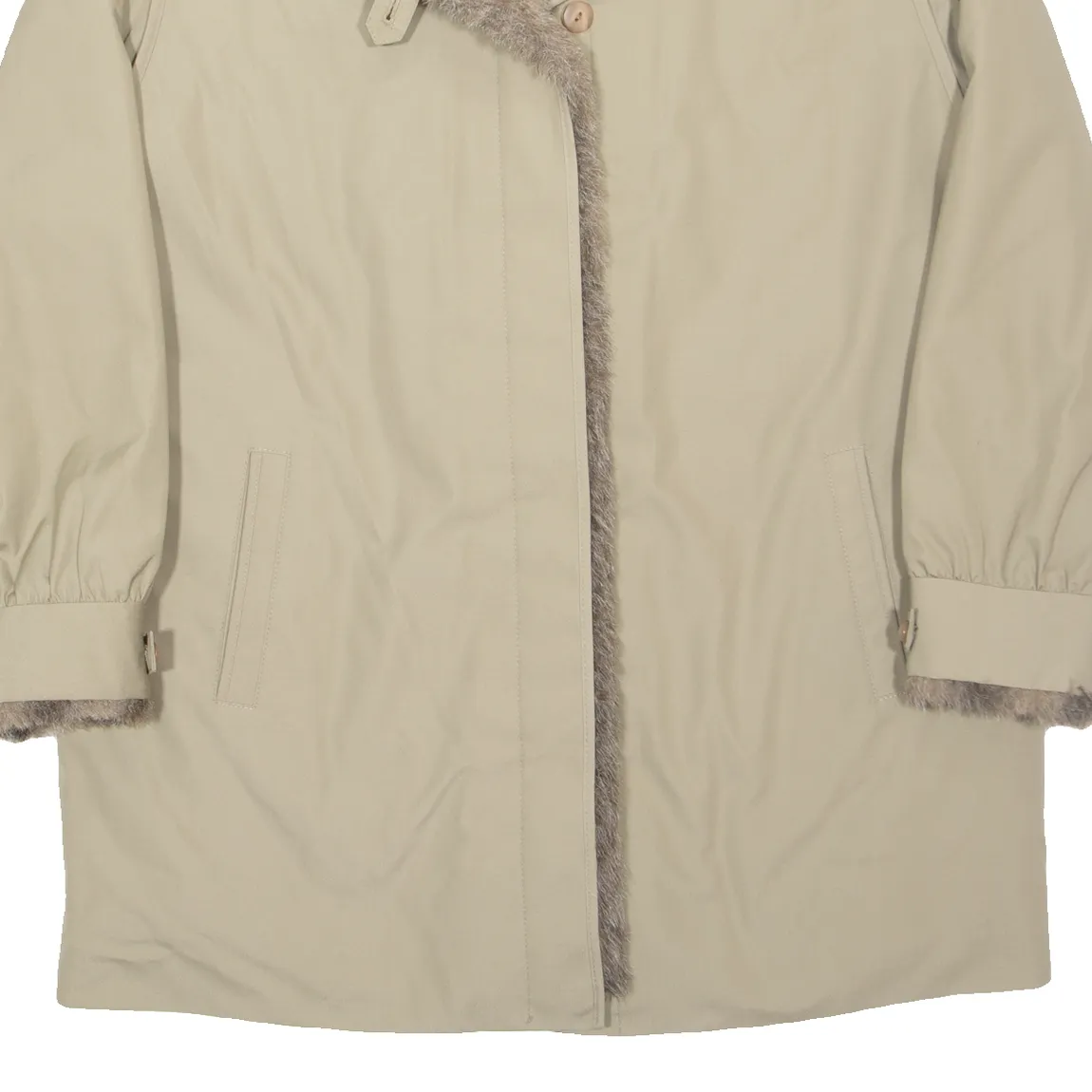 DEL MOD Faux Fur Womens Overcoat Coat Beige XL