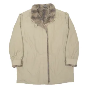 DEL MOD Faux Fur Womens Overcoat Coat Beige XL