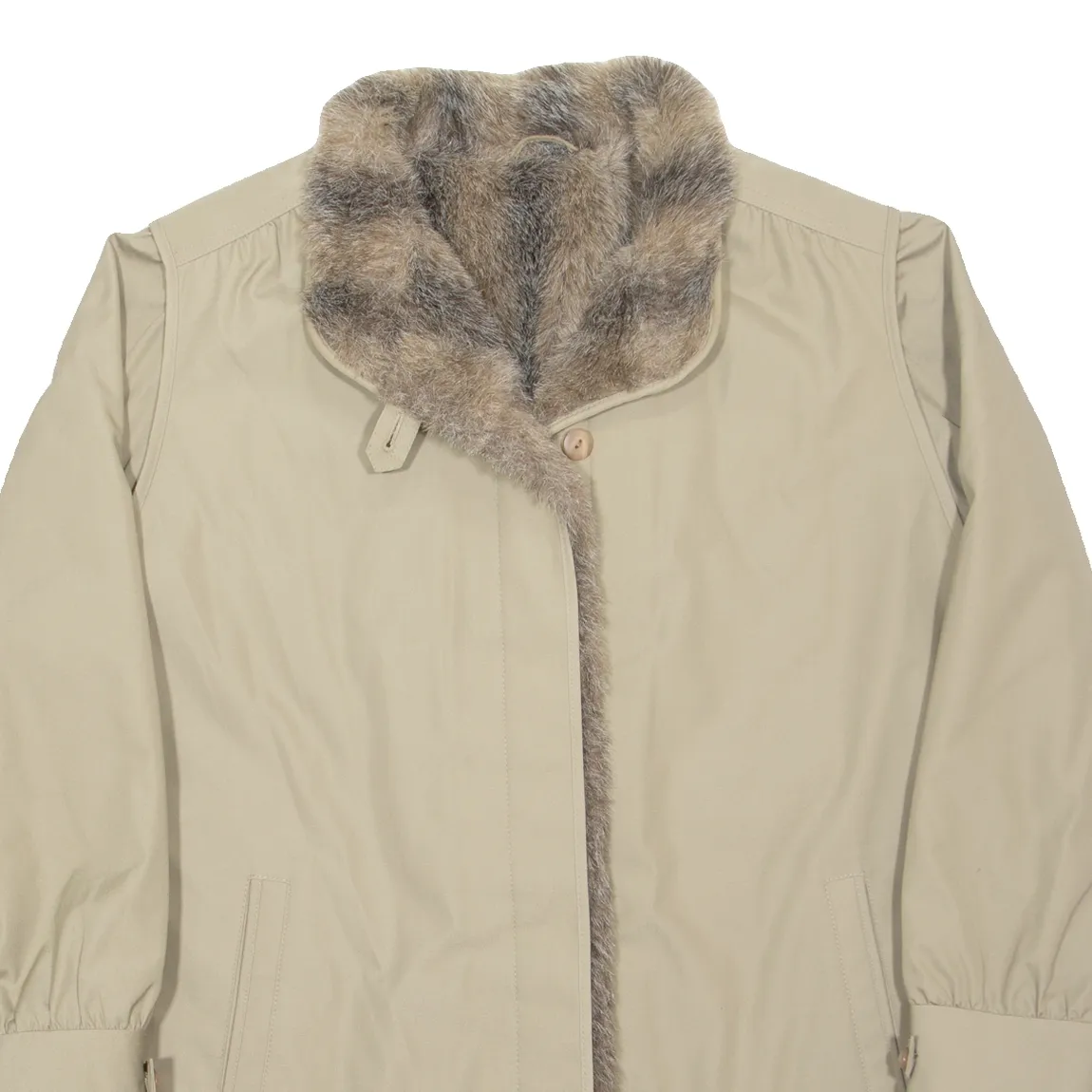 DEL MOD Faux Fur Womens Overcoat Coat Beige XL
