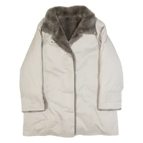 DIOLEN Faux Fur Lined Womens Overcoat Coat Grey 90s L