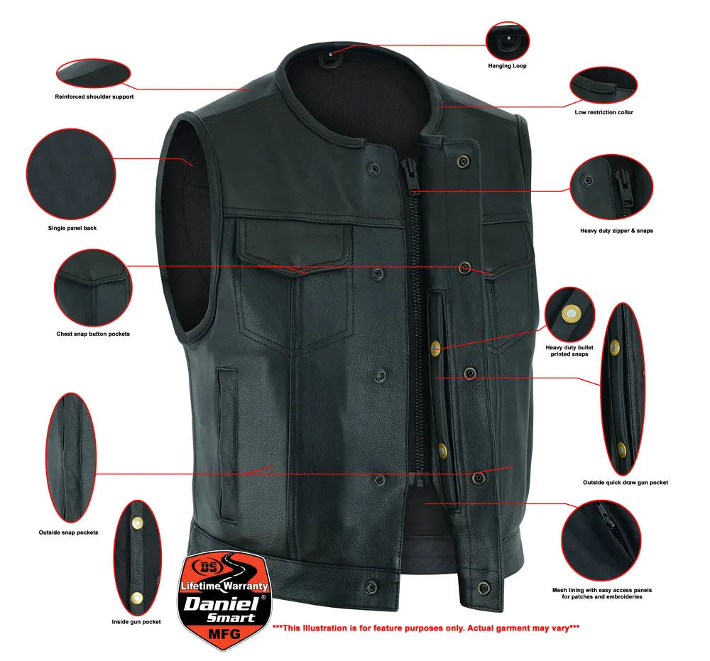 DS166 Men's Soft Premium Leather Vest "The Drop Zone"