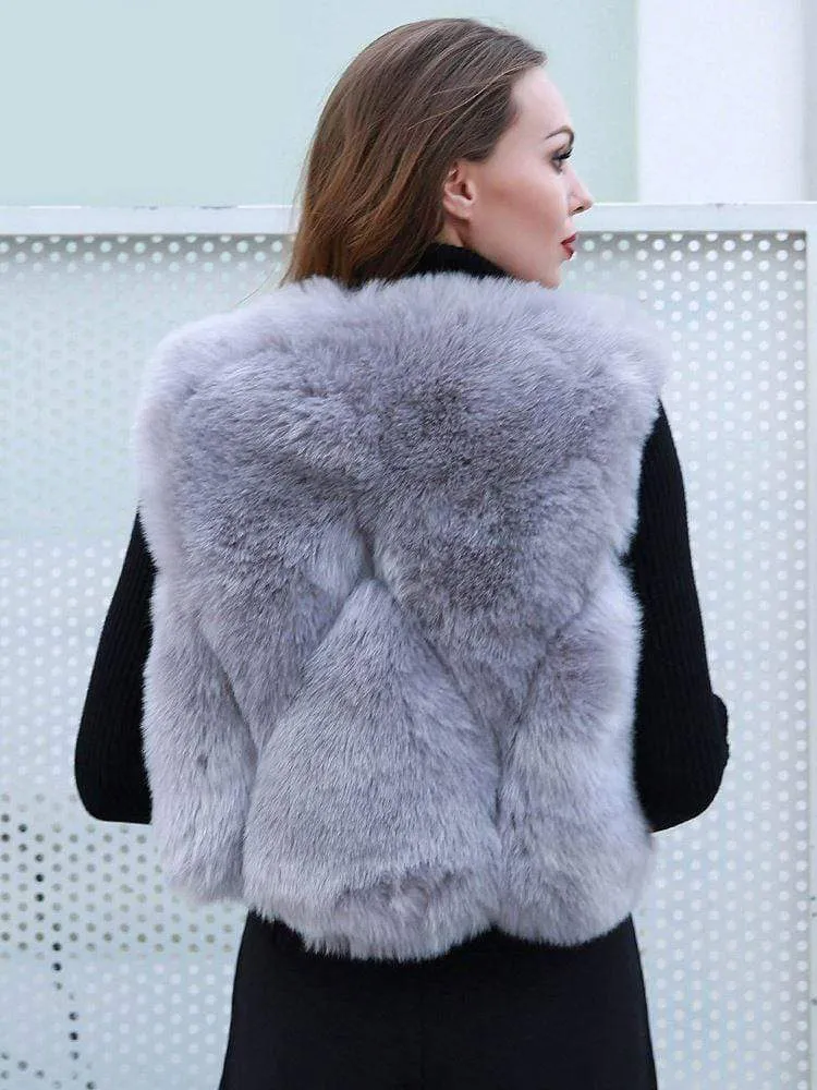 Fashion Faux Fox Fur Vest Elegant Short Coat