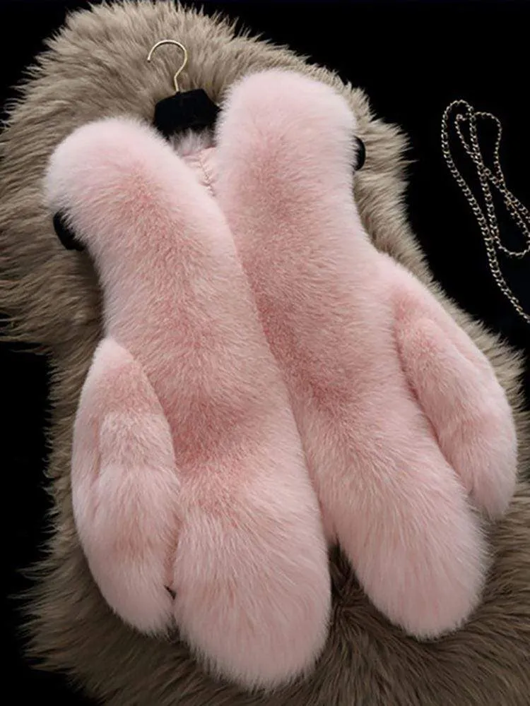 Fashion Faux Fox Fur Vest Elegant Short Coat