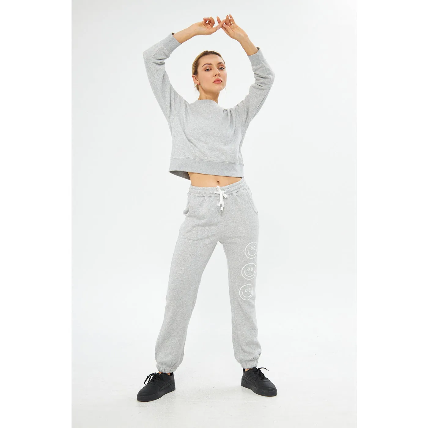 Grey Oversized Printed Joggers