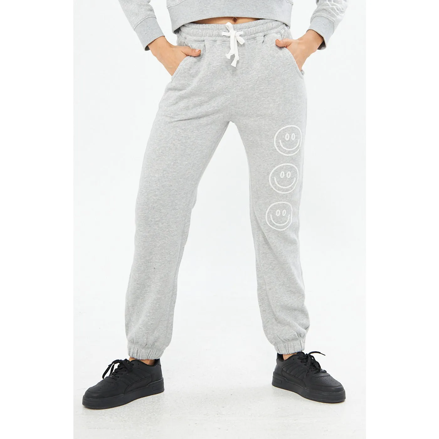 Grey Oversized Printed Joggers