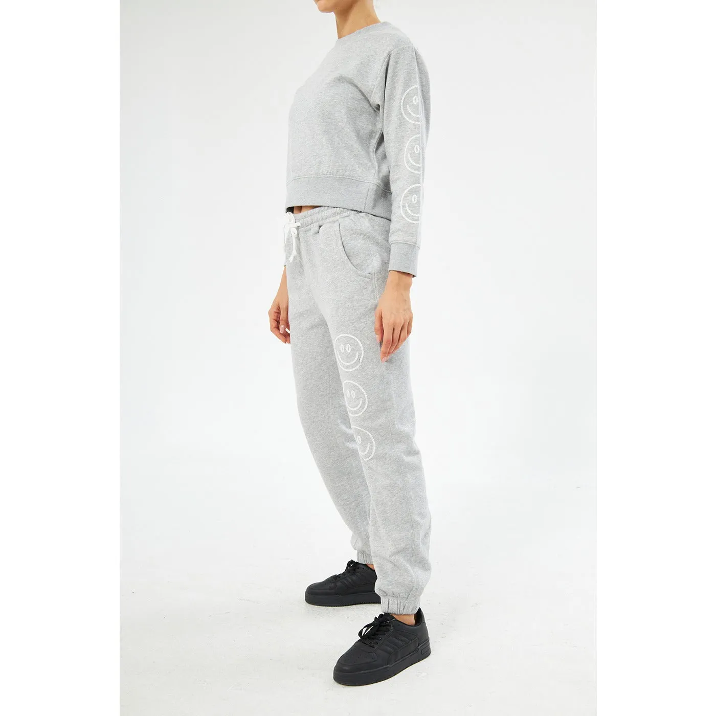Grey Oversized Printed Joggers