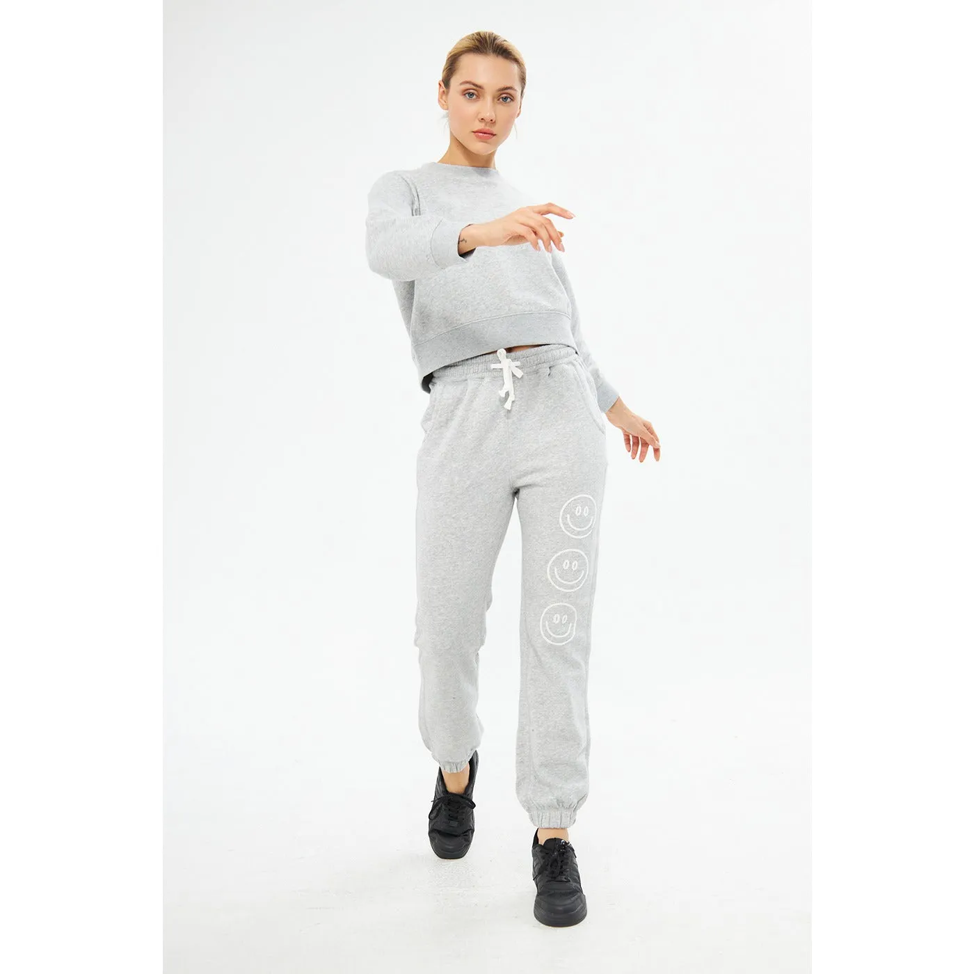 Grey Oversized Printed Joggers