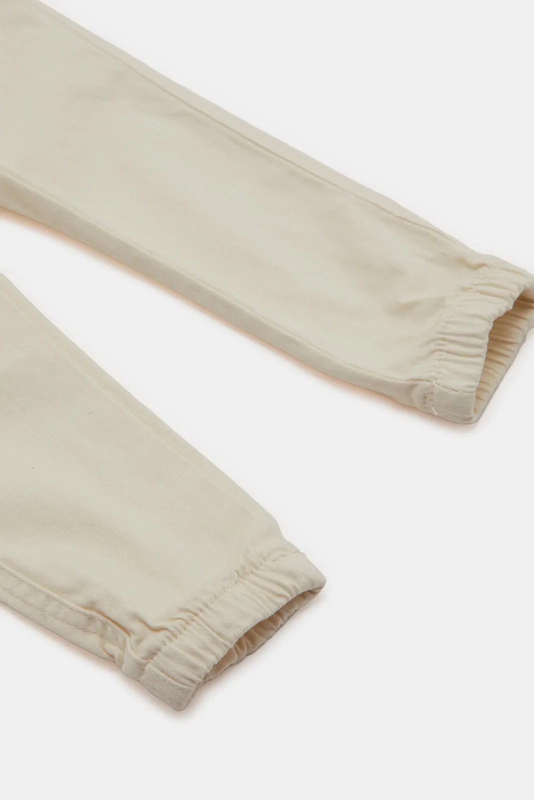Infant Boys Cream Plain Twill Joggers