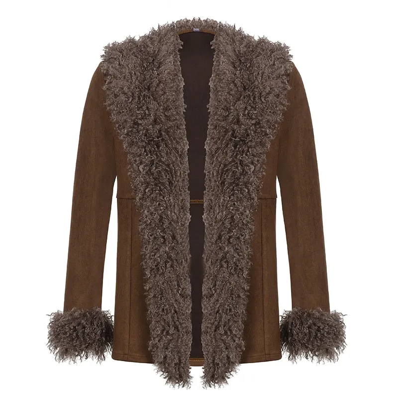 Joskaa HEYounGIRL Fur Collar Women Jacket Coat Fashion Retro Brown Street Outfits Fuzzy Suede Autumn Winter Overcoat Casual 90s Outwear