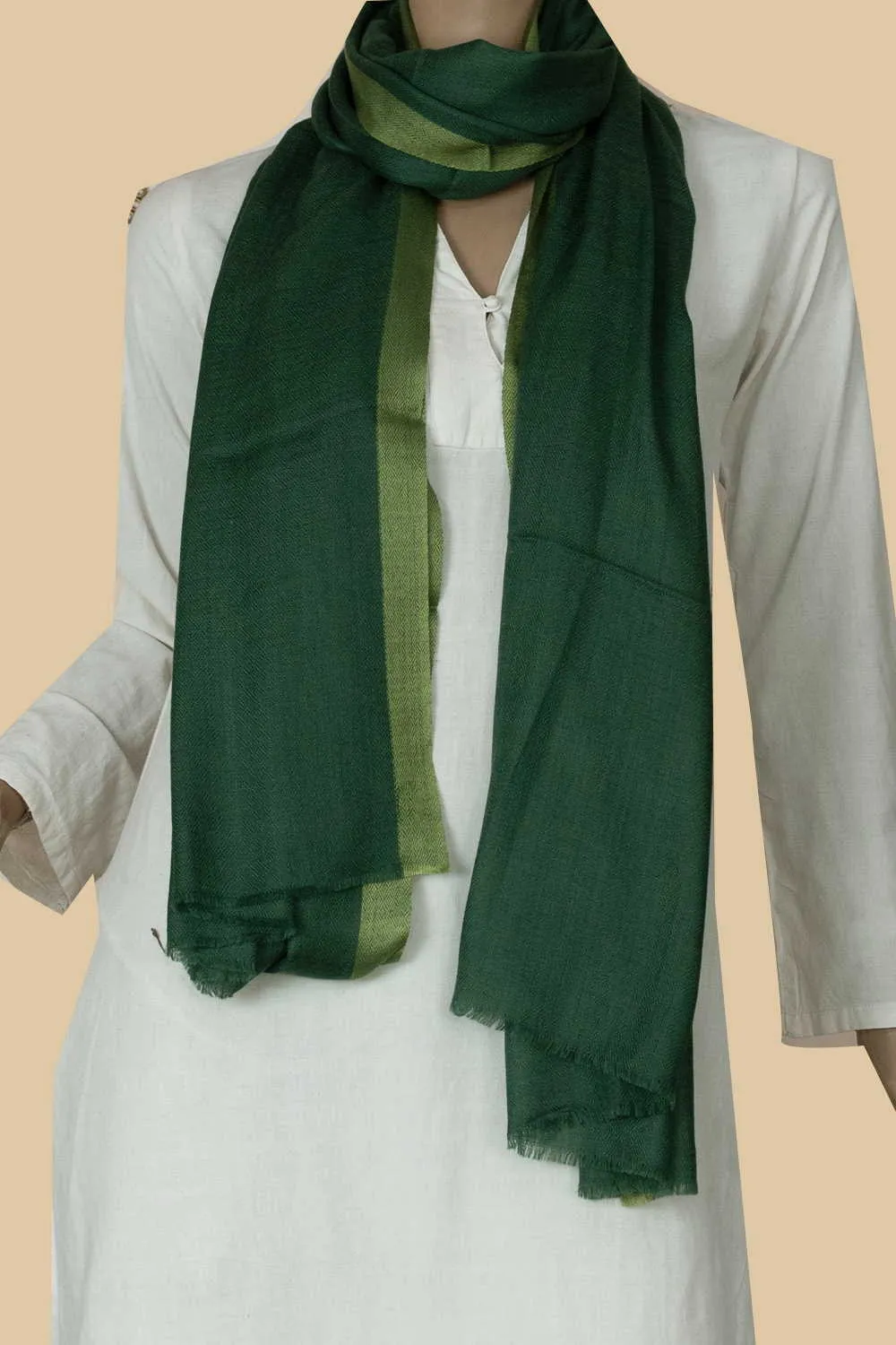 Leaf Green Kashmir Woolen Stole