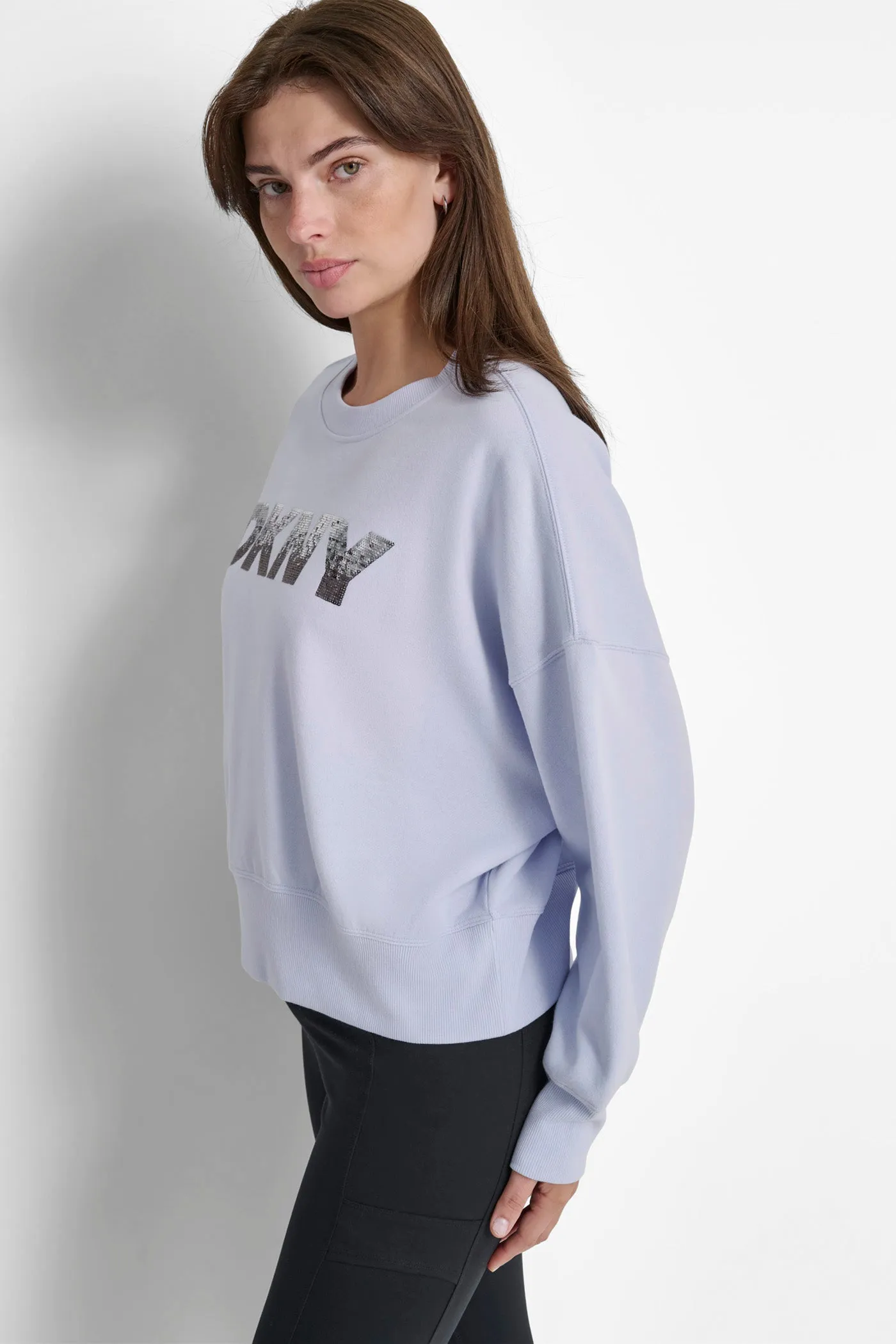 OMBRE SEQUIN LOGO PULLOVER