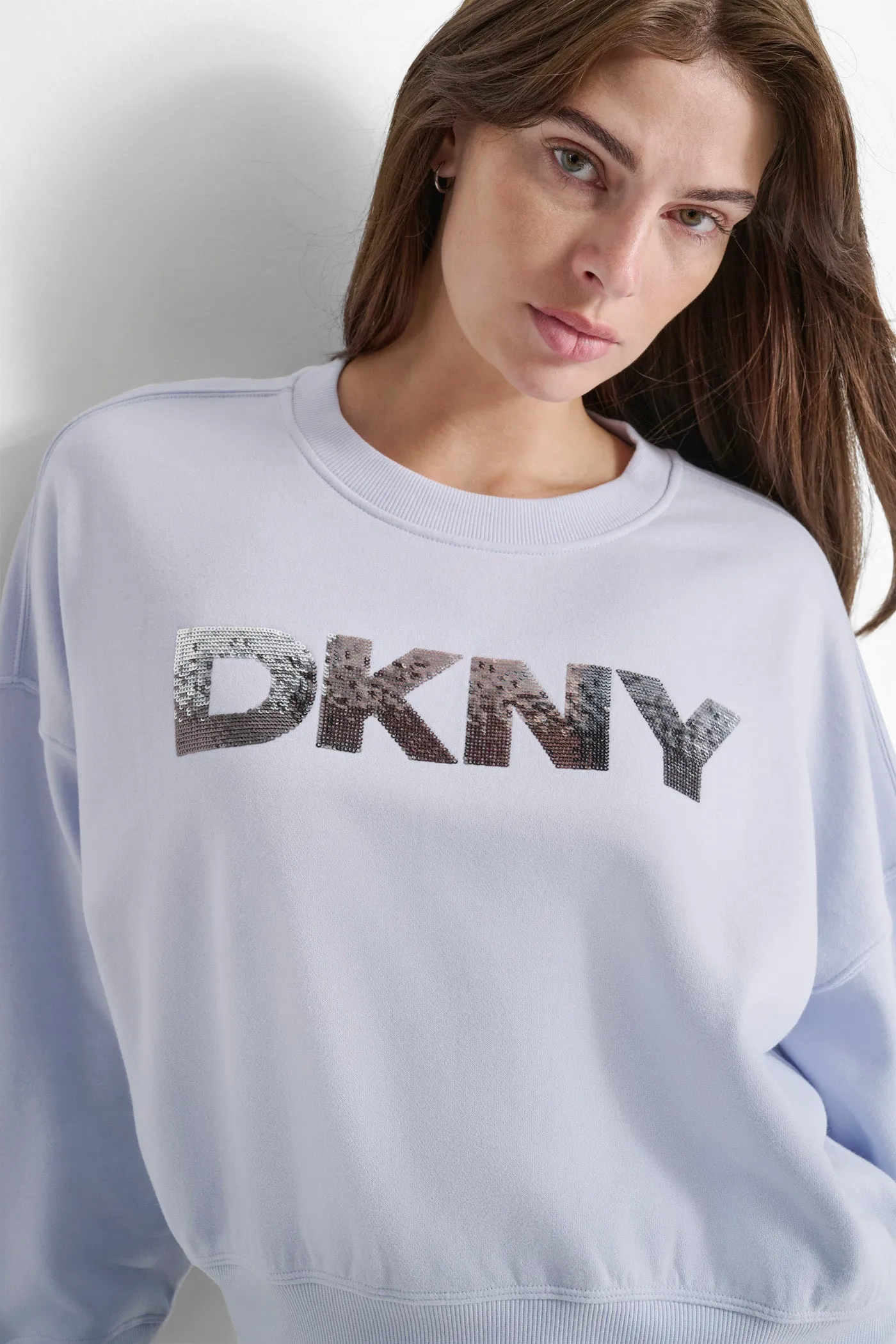 OMBRE SEQUIN LOGO PULLOVER