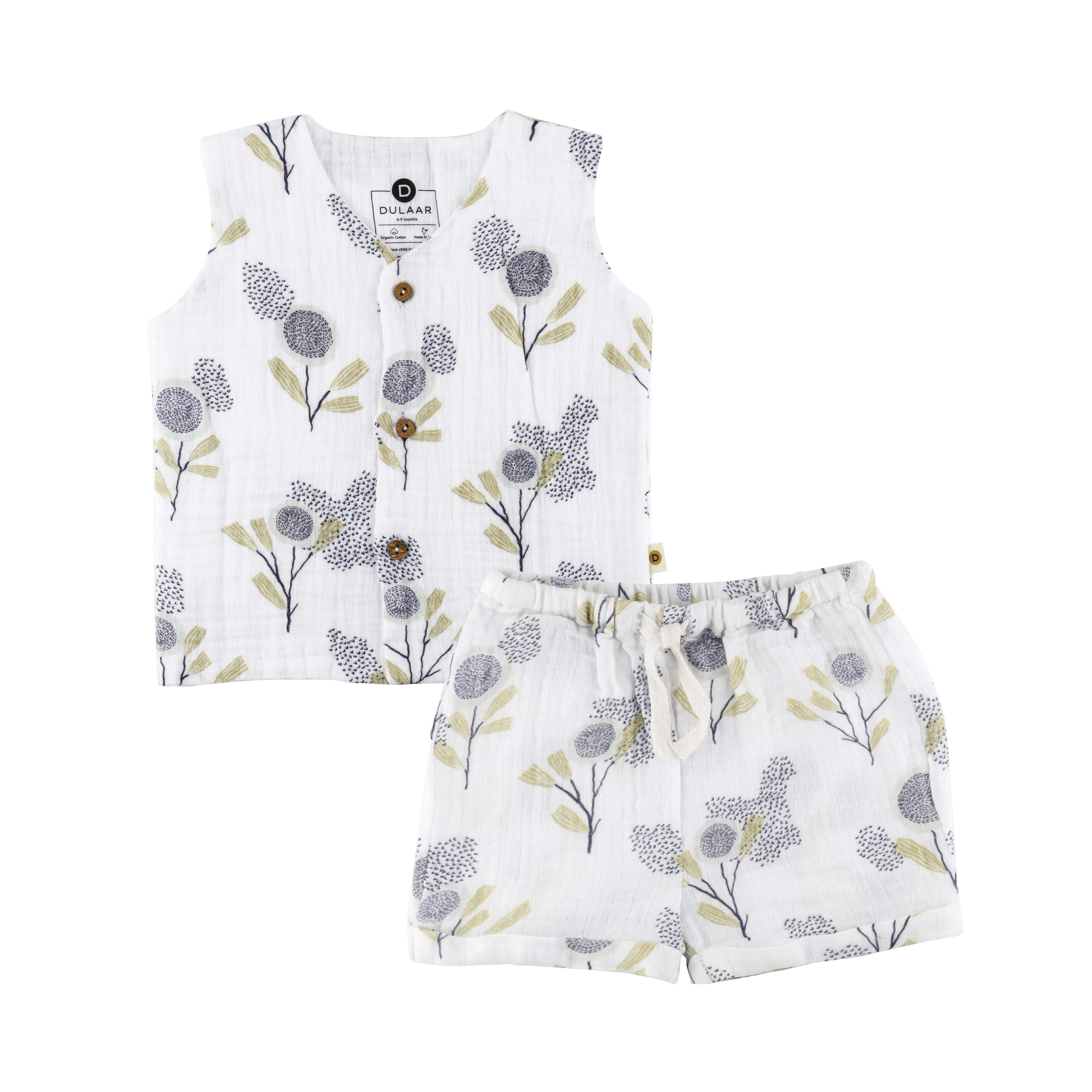 Organic Muslin Vest & Shorts Set | Just Lion Around