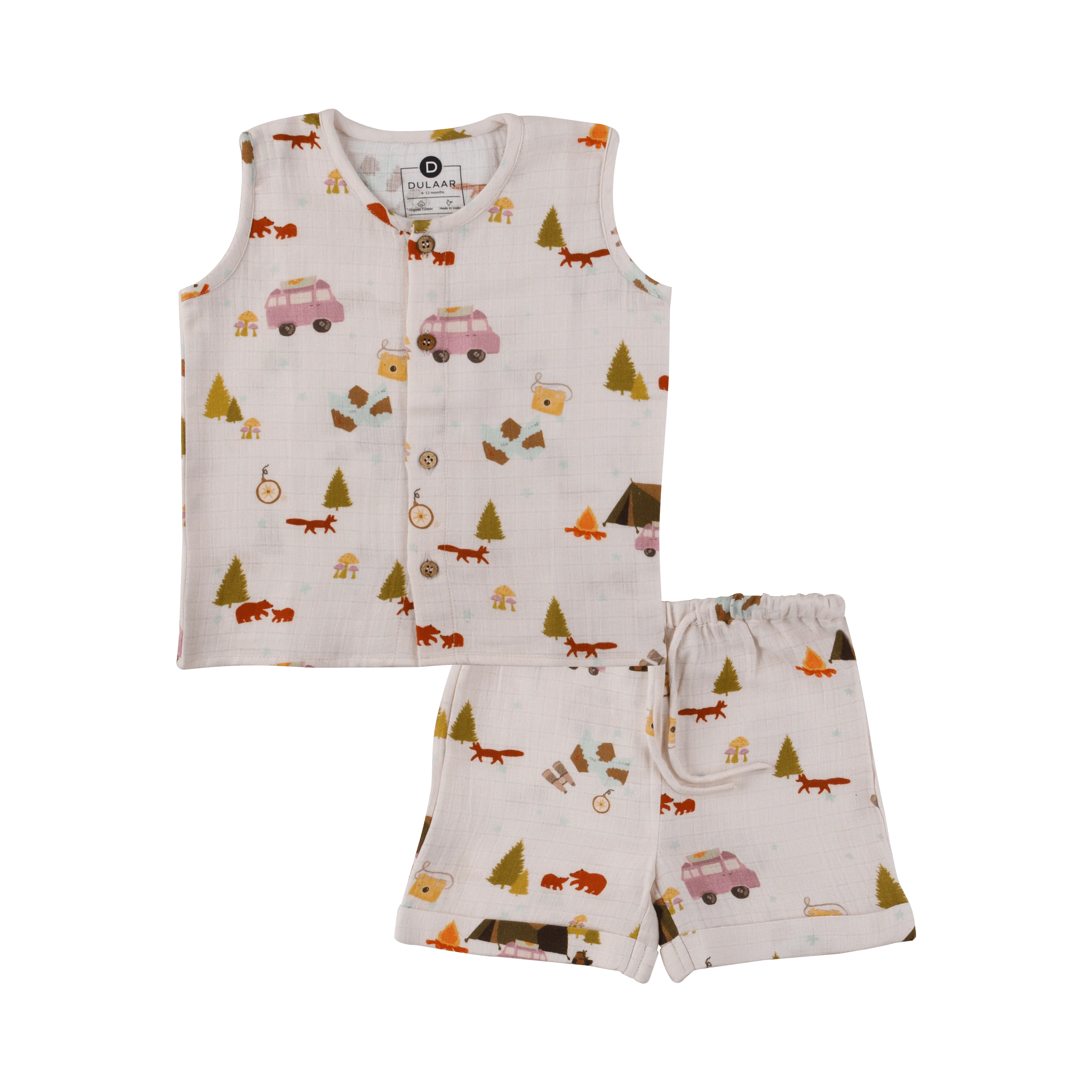 Organic Muslin Vest & Shorts Set | Just Lion Around