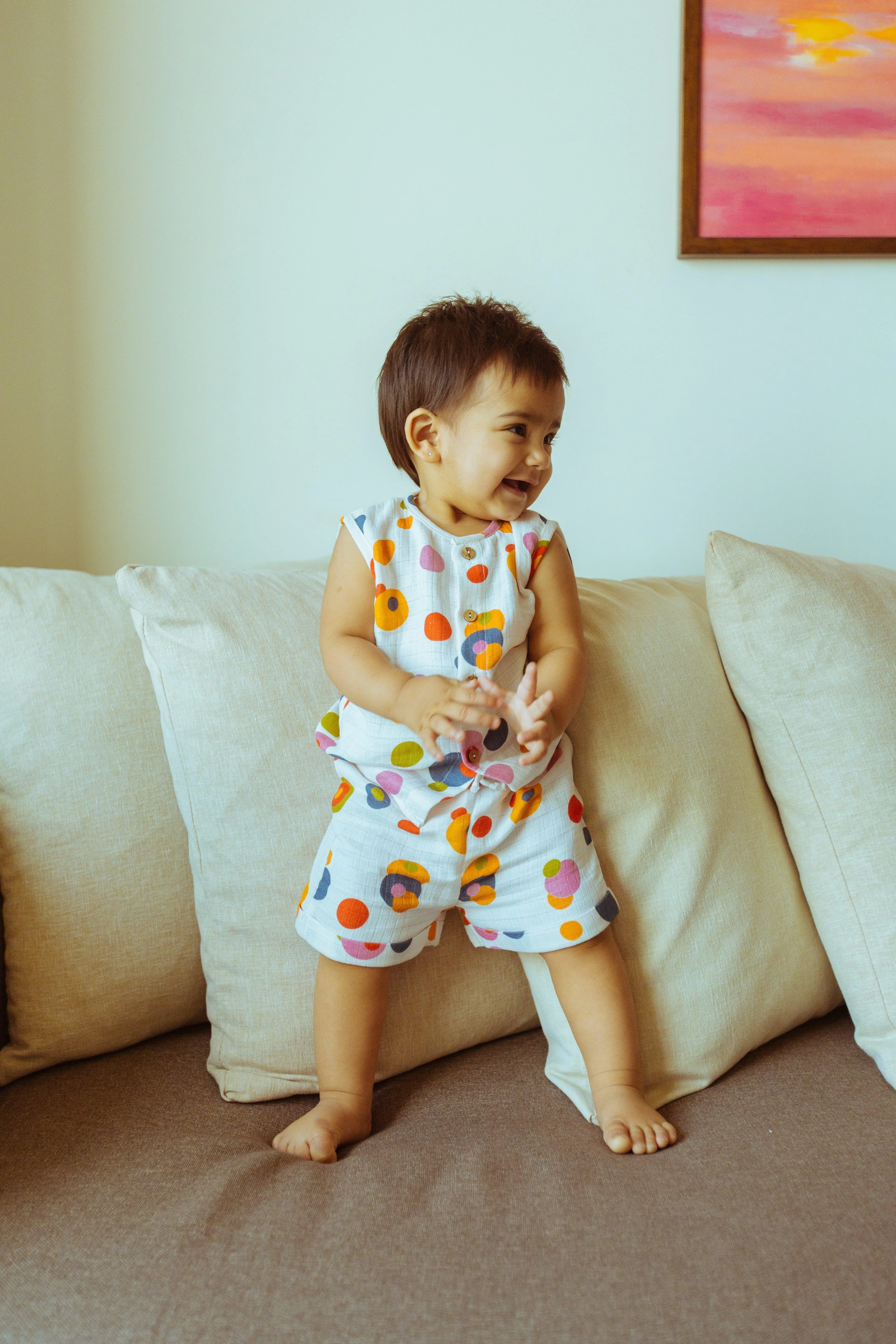 Organic Muslin Vest & Shorts Set | Just Lion Around