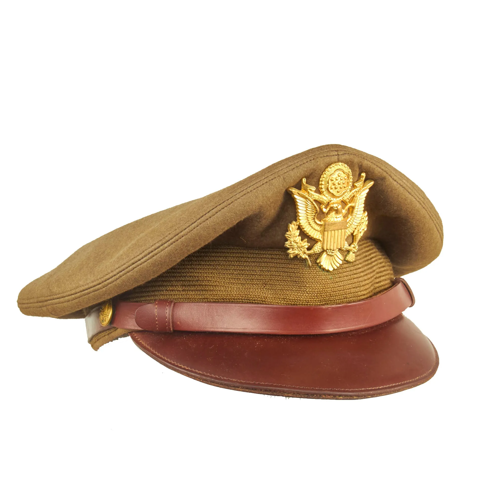 Original U.S. WWII Named US Army Officer’s Winter Service Crusher Cap by Luxenberg Of New York - Major Seller, 401st Bombardment Squadron, 91st Bomb Group, 8th Air Force