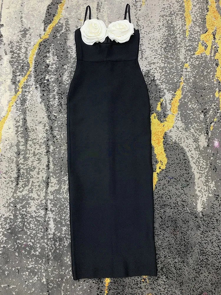 Patchwork Appliques Sexy Camisole Dresses For Women Square Collar Sleeveless High Waist Backless Colorblock Dress Female New
