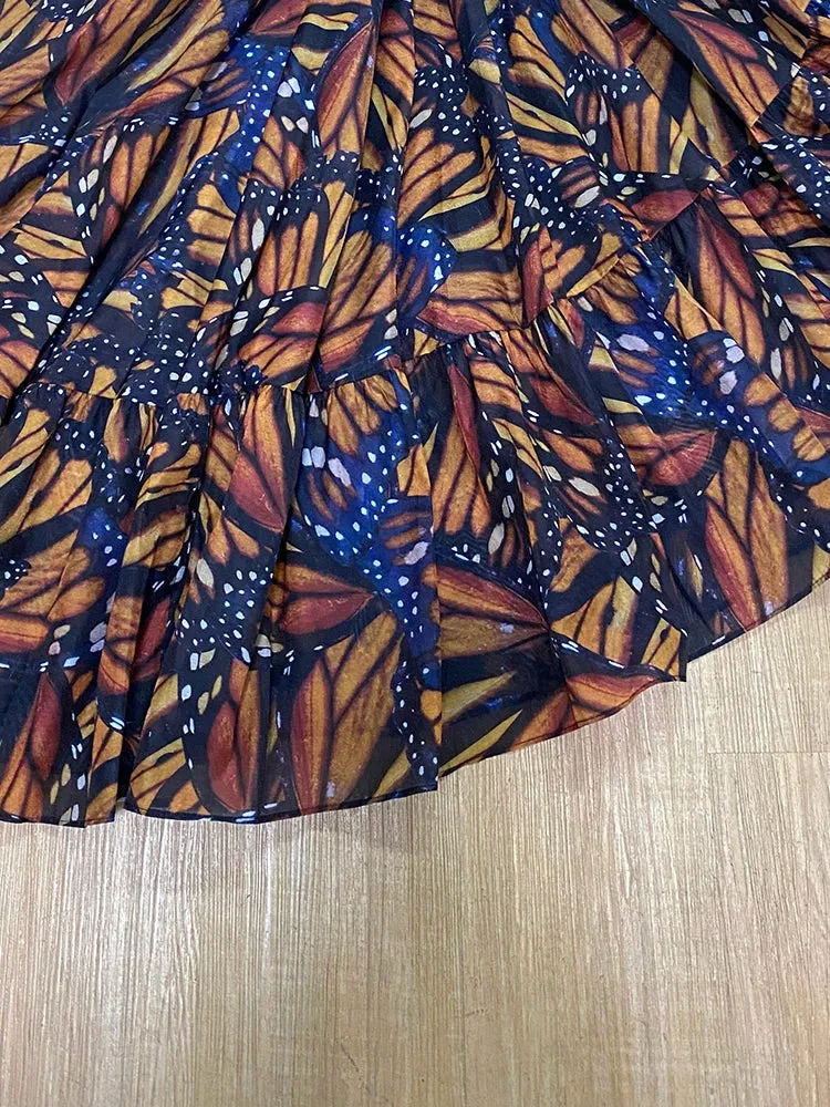 Printing Sexy Camisole Dresses For Women Square Collar Sleeveless High Waist Off Shoulder Temperament Dress Female Fashion