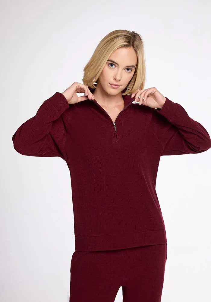Quinn Ribbed 1/4 Zip • Final Sale Deals! - Cranberry Melange