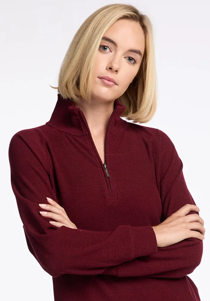 Quinn Ribbed 1/4 Zip • Final Sale Deals! - Cranberry Melange