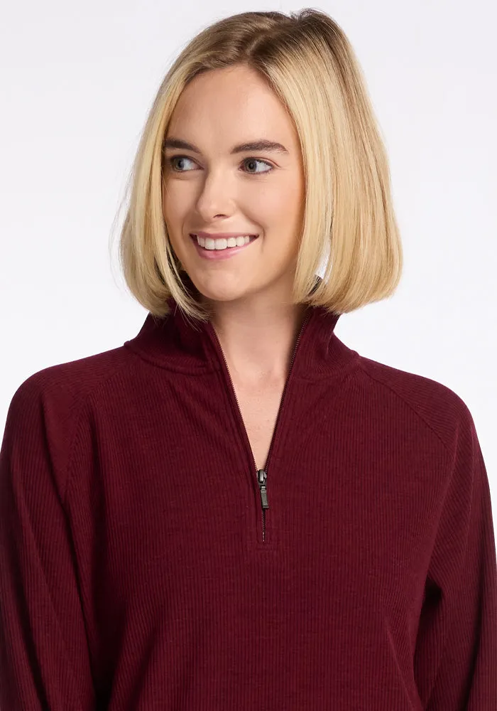 Quinn Ribbed 1/4 Zip • Final Sale Deals! - Cranberry Melange