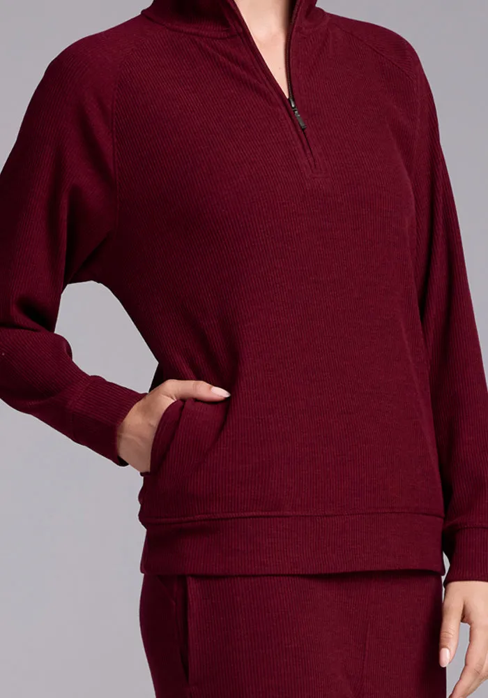 Quinn Ribbed 1/4 Zip • Final Sale Deals! - Cranberry Melange