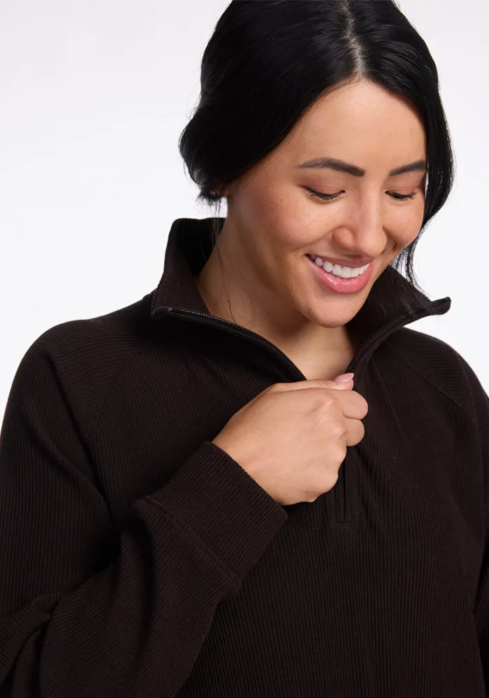 Quinn Ribbed 1/4 Zip • Final Sale Deals! - French Roast