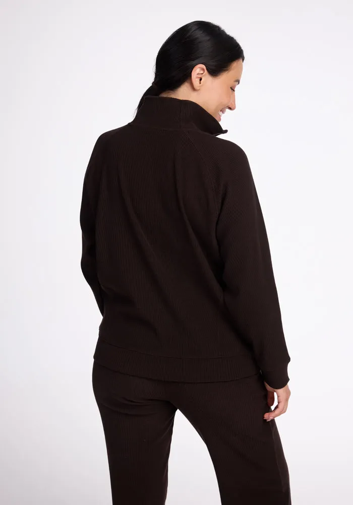 Quinn Ribbed 1/4 Zip • Final Sale Deals! - French Roast